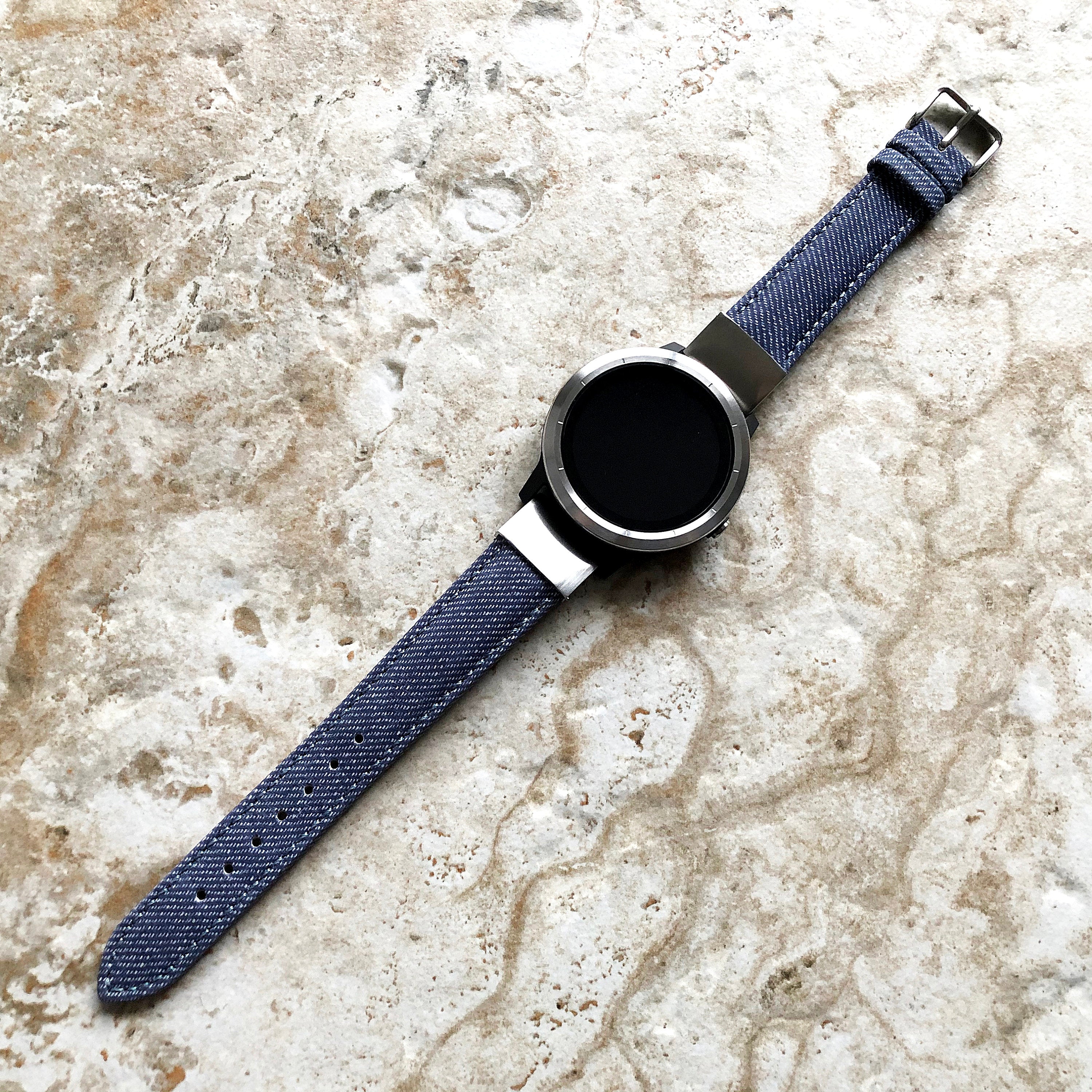 Garmin Jeans Printed JDB Bands Compatible with fenix 8 43mm 7S Pro Solar Sapphire fenix 6S Pro Sapphire Leather Strap Quick Fit A20-B18